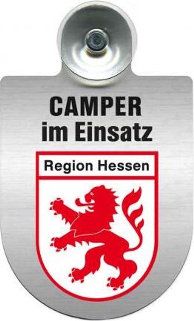 Einsatzschild Windschutzscheibe incl. Saugnapf - Camper im Einsatz - 309764 - incl. Regionen nach Wahl Color - Region Hessen