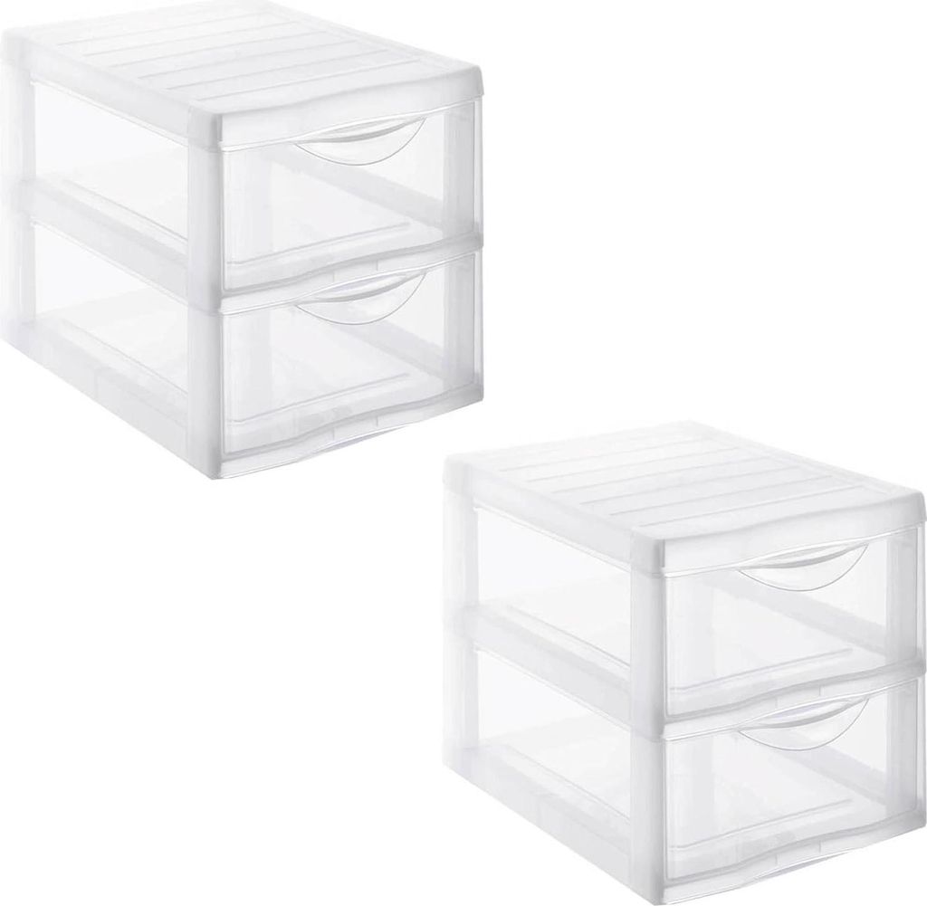 Set aus 2 Kunststoff-Aufbewahrungstürmen mit transparenten Schubladen im A4-Papierformat - Höhe 255 cm - Stapelbar - Ideal für Büroaufbewahrung...