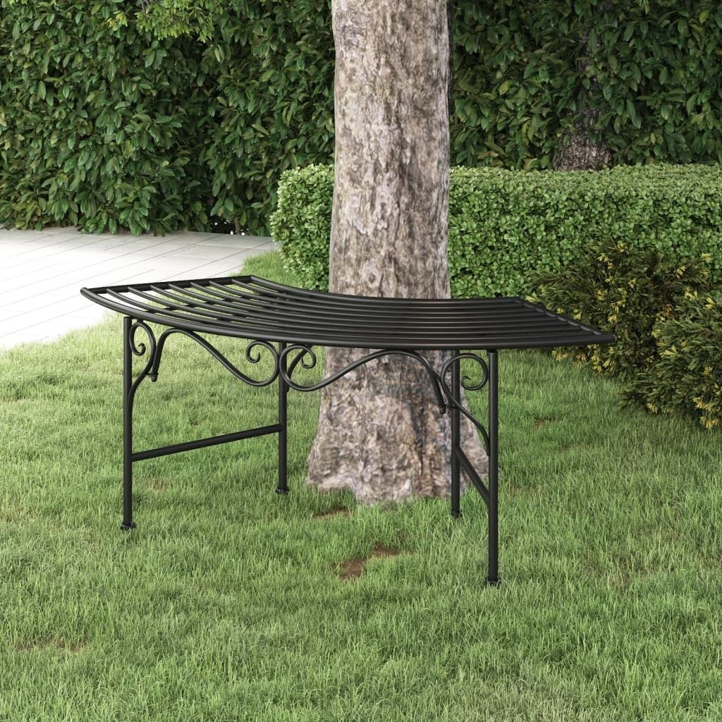 Möbel Baumbank 113 cm Schwarz Stahl - Gartenbänke 318826