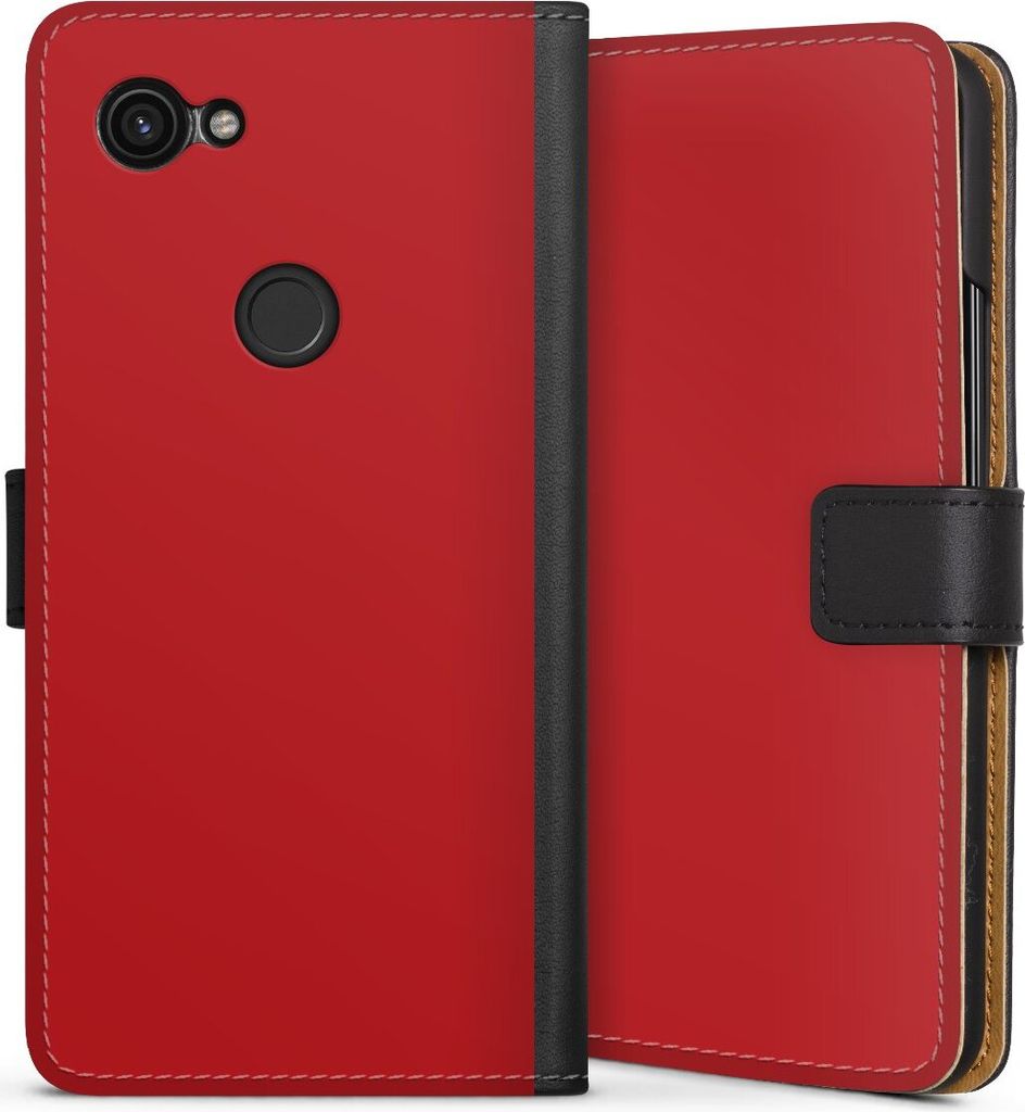 DeinDesign Klapphülle für Google Pixel 3a Handytasche Lederhülle Tasche Farbe Rot einfarbig