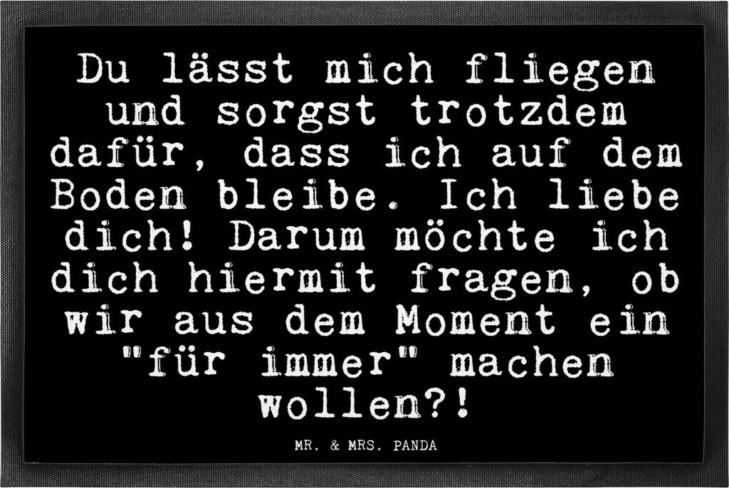 Mr. & Mrs. Panda Fussmatte Du lässt mich fliegen... 40 x 60 cm - Schwarz - Geschenk, Schmutzfangmatte, fußmatte, Bodenvorleger, Gummimatte, Fußa...