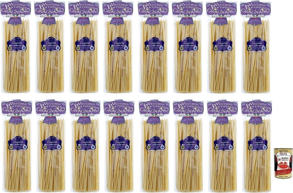16x Il Vecchio Pastificio di Gragnano Pasta Linguine,Gragnano IGP-Nudeln aus Hartweizengrieß von höchster Qualität 500g + Italian Gourmet Polpa ...