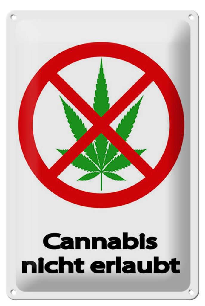 Blechschild Hinweis 20x30 cm Cannabis nicht erlaubt Schild