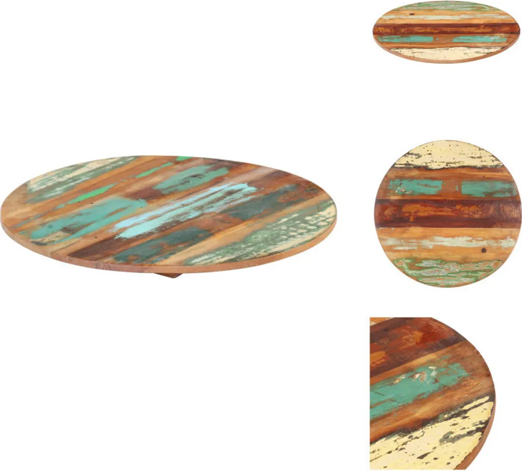 Top Tavolo Rotondo 50cm Legno Riciclato Massello vidaXL - Eco-Chic