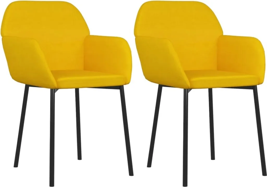 Sedie Pranzo Velluto Giallo Set da 2 | Arredamento Moderno Glamour