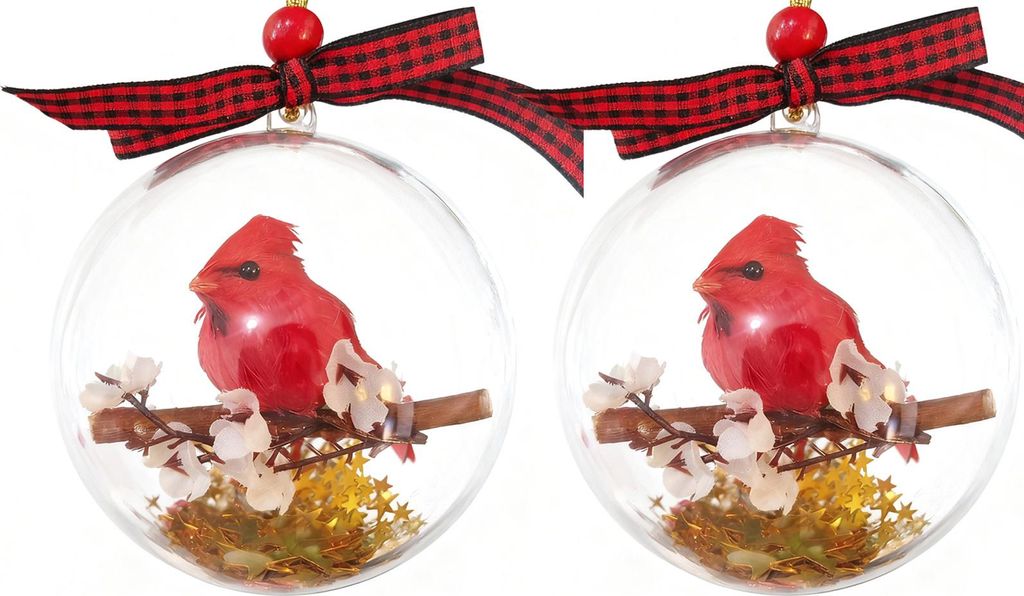 Vogelkugel-Weihnachtsbaumschmuck, 3D-Tierkugel aus transparentem Kunststoff, Erinnerungsgeschenk für Vogelliebhaber