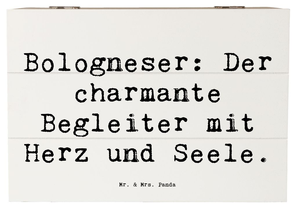 Mr. & Mrs. Panda Holzkiste Spruch Bologneser Begleiter 22 x 15 cm - Weiß - Geschenk, treuer Freund, Hunderasse, italienische Hunderassen, Truhe, t...