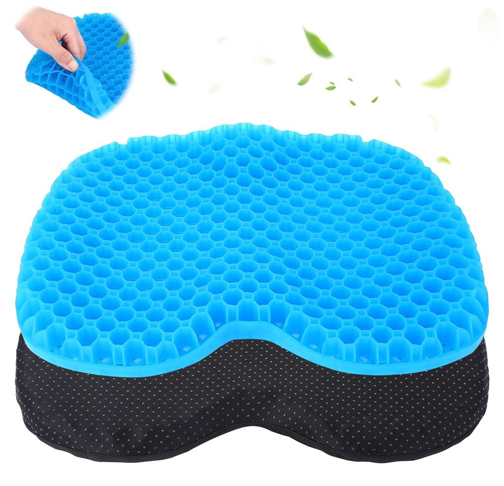 Gel-Sitzkissen – Weich und atmungsaktiv, ideal für Büro, Auto und Rollstuhl, bequemes Sitzkissen für längeres Sitzen (blau)