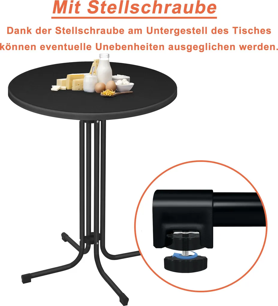 Mange-debout rond Ø 80 cm noir table de réception pliante gastronomie