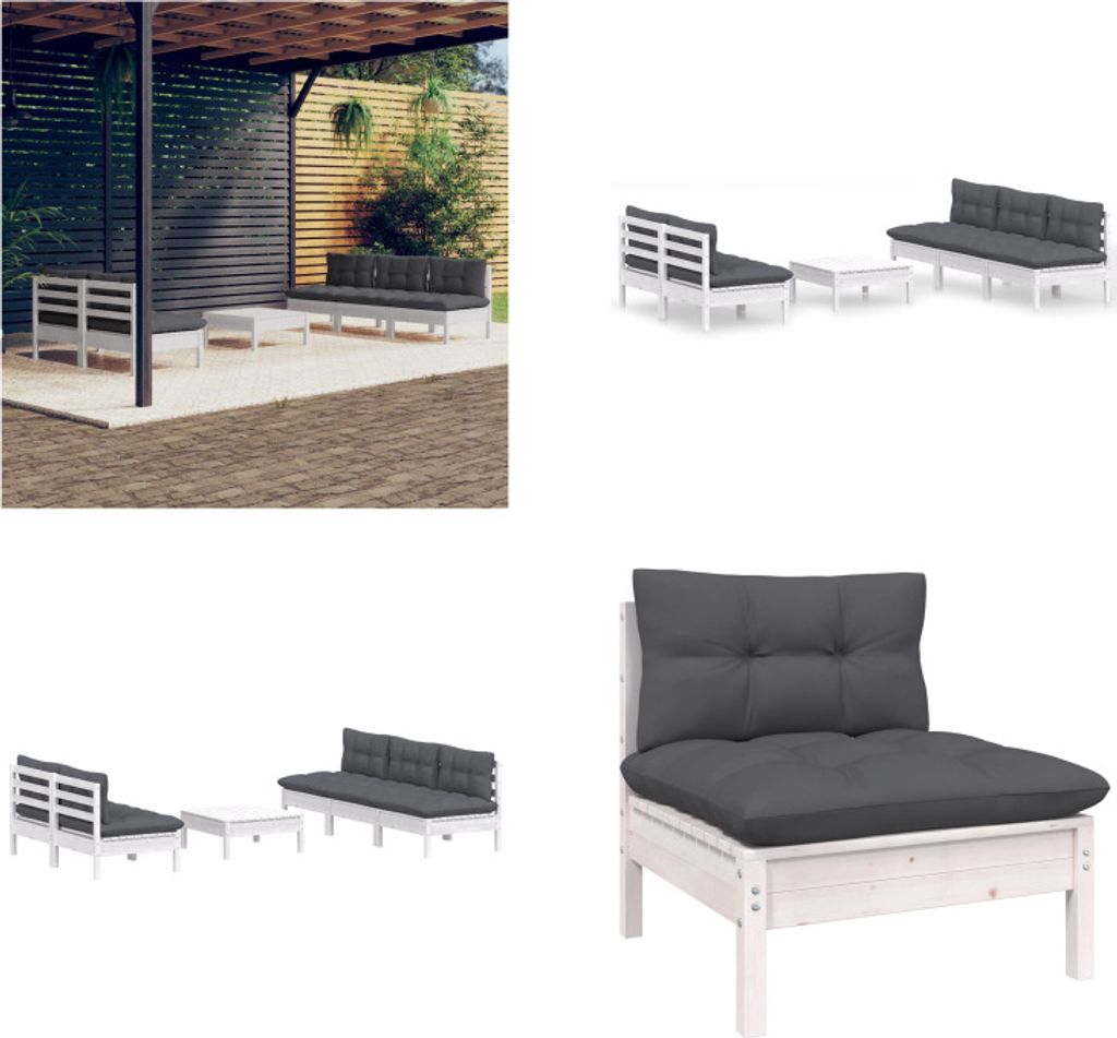 vidaXL 6 tlg. Garten Lounge Set mit Anthrazit Kissen Kiefernholz - Garten-Lounge-Set - Garten-Lounge-Sets - Lounge-Set - Lounge-Sets