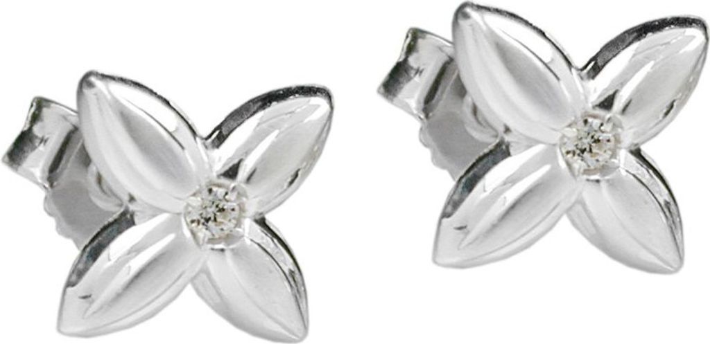 Paar Stecker Ohrstecker kleine Blüte mit Zirkonia 925 Silber Damen
