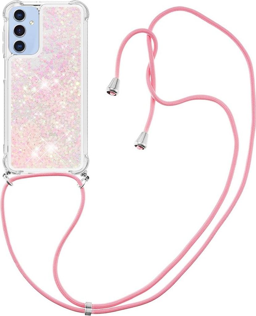 Samsung Galaxy A17 Hülle - Coverup Liquid Glitzer Back Cover mit Handykette - Pink