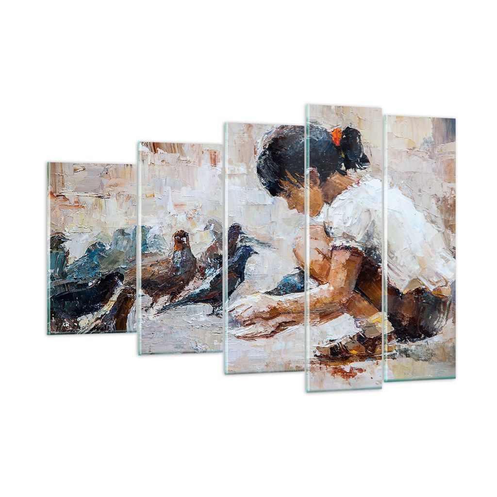 Bilder auf glas - Kind Vogel Karma - 150x100cm - Glasbilder - Wandbilder - Kunstdruck - zum Aufhängen bereit - Wanddekoration aus Glas - Glas Bild...