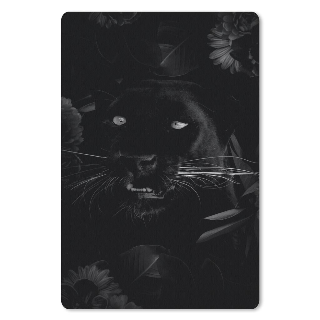 MuchoWow Mauspad Mousepad Botanischer Panther vor schwarzem Hintergrund - schwarz und weiß 18x27 cm - Mousepads - Maus Mat - Pad - Mausunterlage