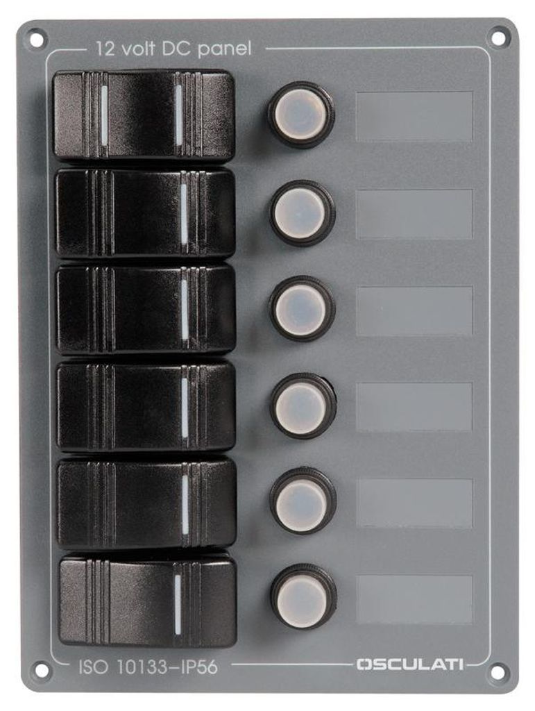6-Schalter Aluminium Vertikalpanel - Osculati 14.845.06