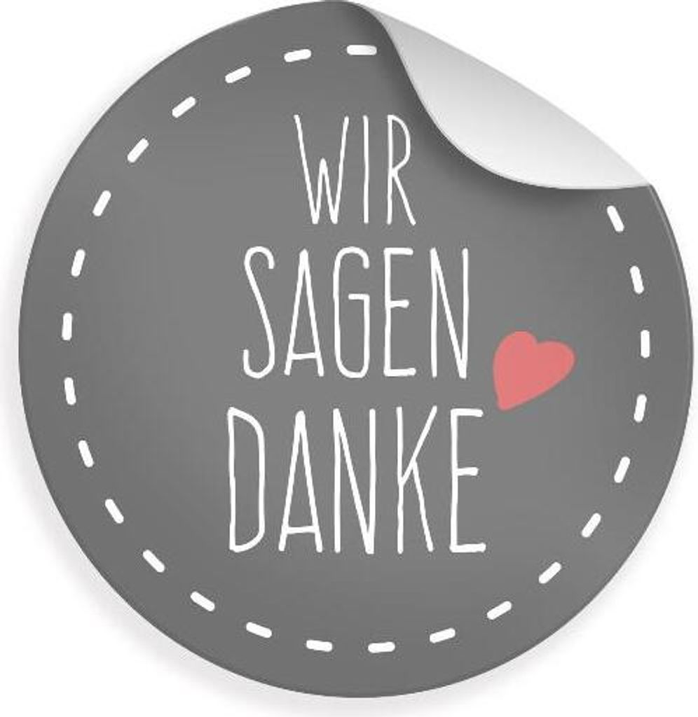 24x Sticker Wir sagen Danke (Motiv 26) 4cm Geschenk Aufkleber runde Spruch Etiketten