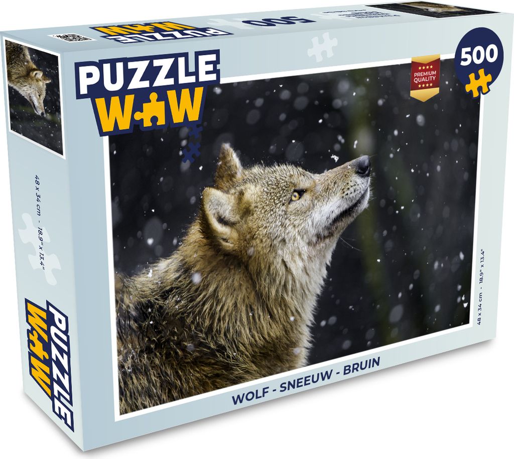 MuchoWow Puzzle 500 Teile Wolf - Schnee - Braun - 500 Teile - Kinder - Selberbauen - Puzzlespiele