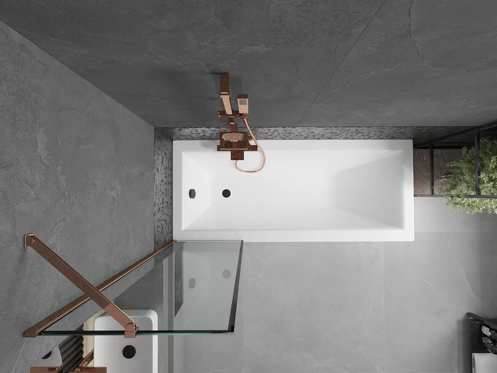 Mexen Next parete doccia a 1 anta 50 x 150 cm, cornice nera, oro rosa - 895-050-000-00-70-60 - 4