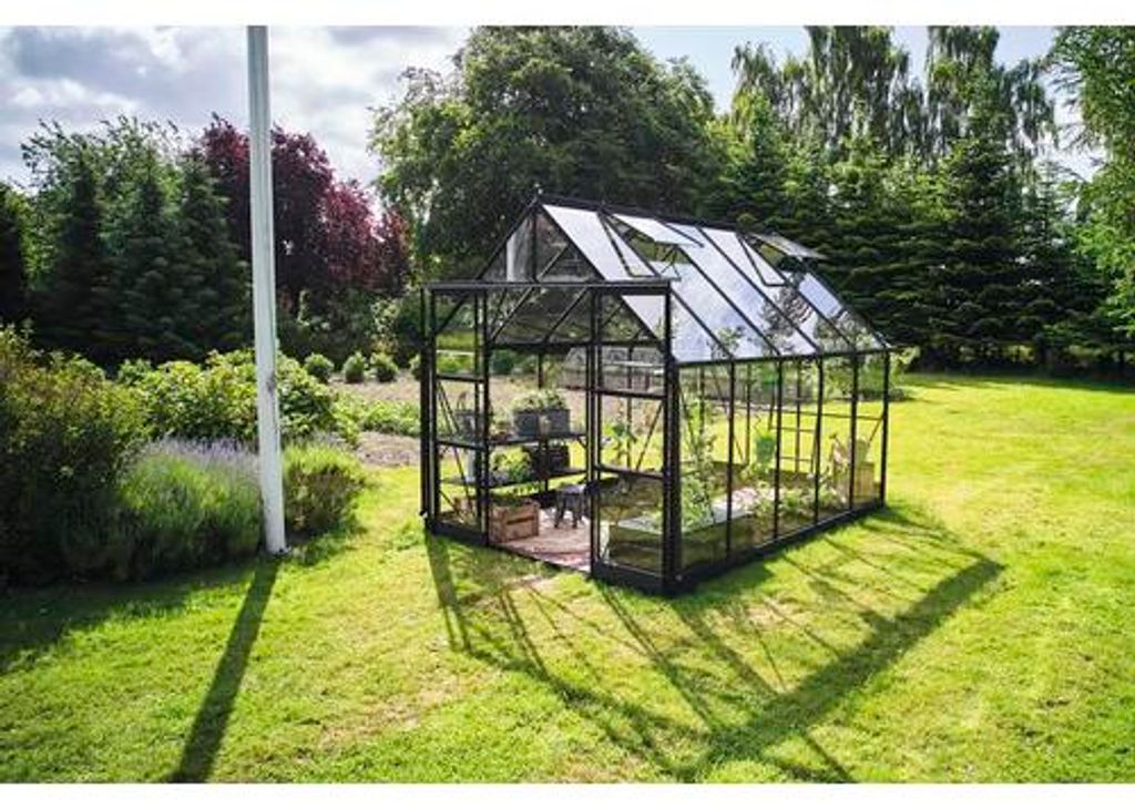 Gewächshaus Halls Icon 8 8,1 m² Sicherheitsglas 3 mm 254,7 x 316,9 cm schwarz