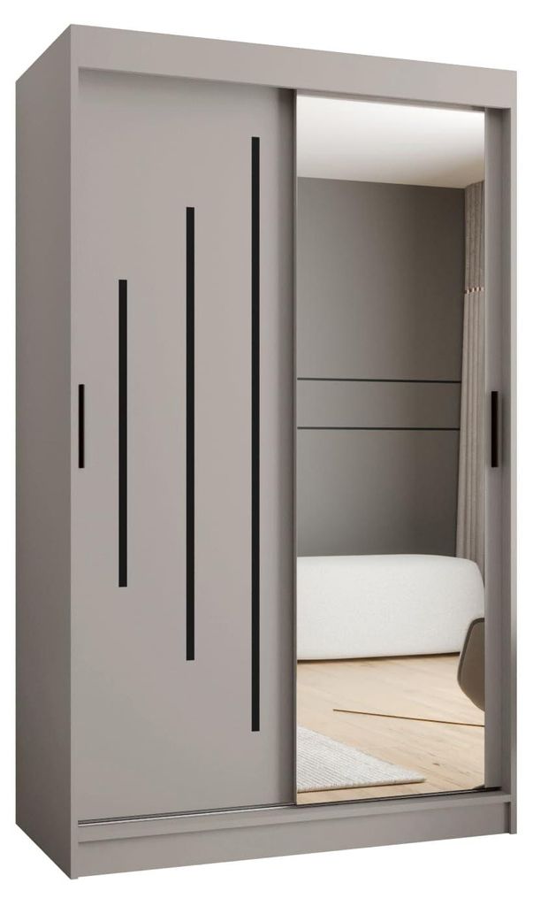 Kryspol - - Kleiderschrank mit Spiegel, 120x200x62cm, 2 Tür, RUBINO Y2 120 Kaschmir
