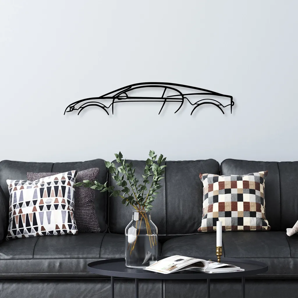 Décoration Murale Métal Bugatti Veyron Fixation Facile Cadre Noir