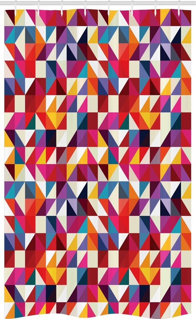 ABAKUHAUS Geometrisch Schmaler Duschvorhang, Bauhaus-Art-Muster, Badezimmer Deko Set aus Stoff mit Haken, 120 x 180 cm, Mehrfarbig