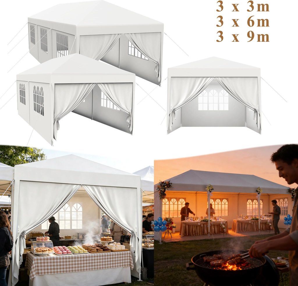 LARS360 Pavillon 3x9 m Tente de fête Tente étanche Tente à Image du produit 