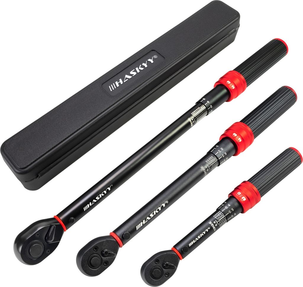 HASKYY 3tlg Drehmomentschlüssel Set 1/4" 1/2" 1-10Nm Produktbild 