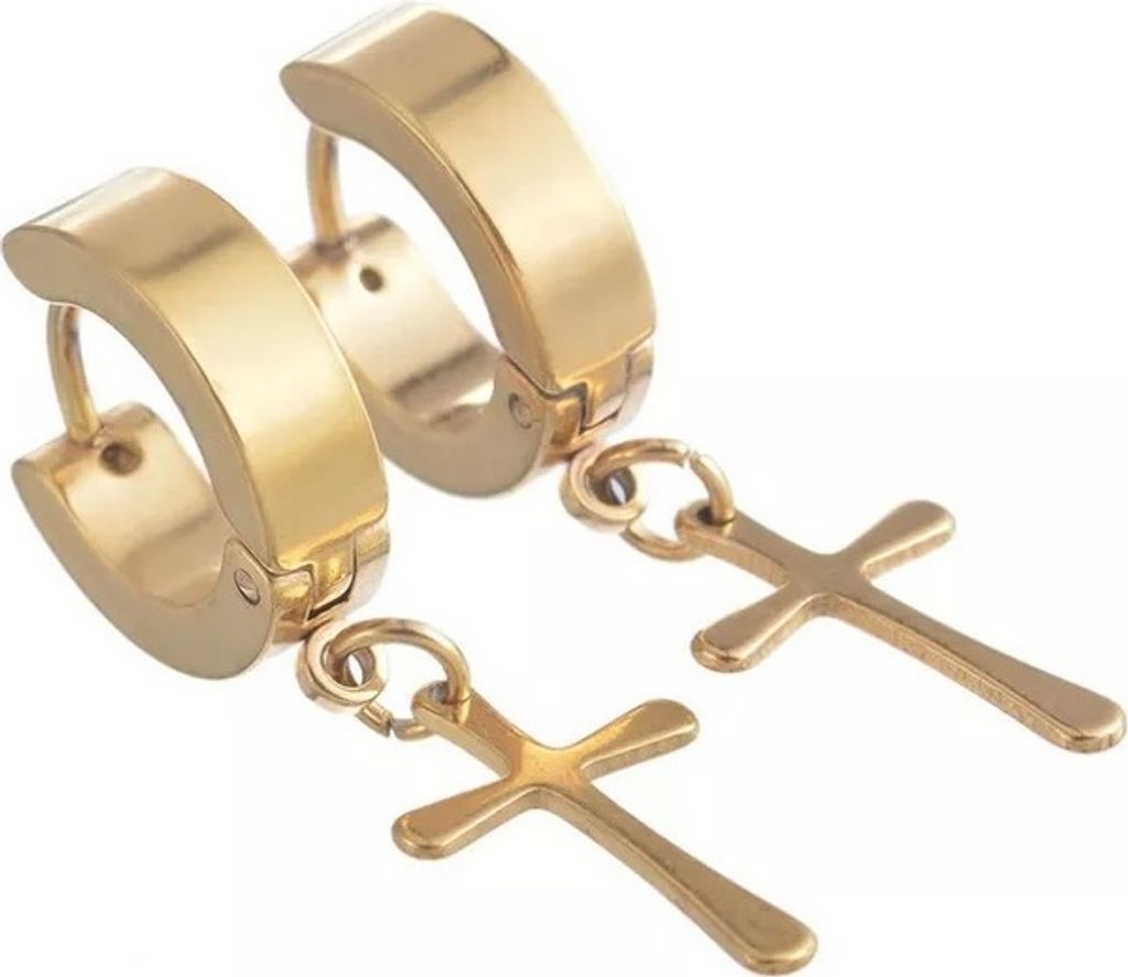 Ohrringe Classic Cross in Gold - Trendiger Schmuck für empfindliche Haut KP22868