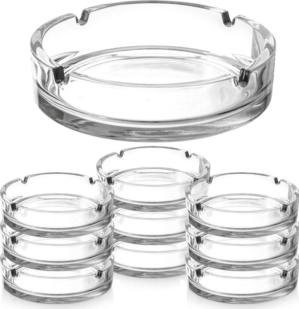 Orion | Aschenbecher - Glas - 10 cm - 10 Stück - Rund - 10 x 3,5 cm - Transparent