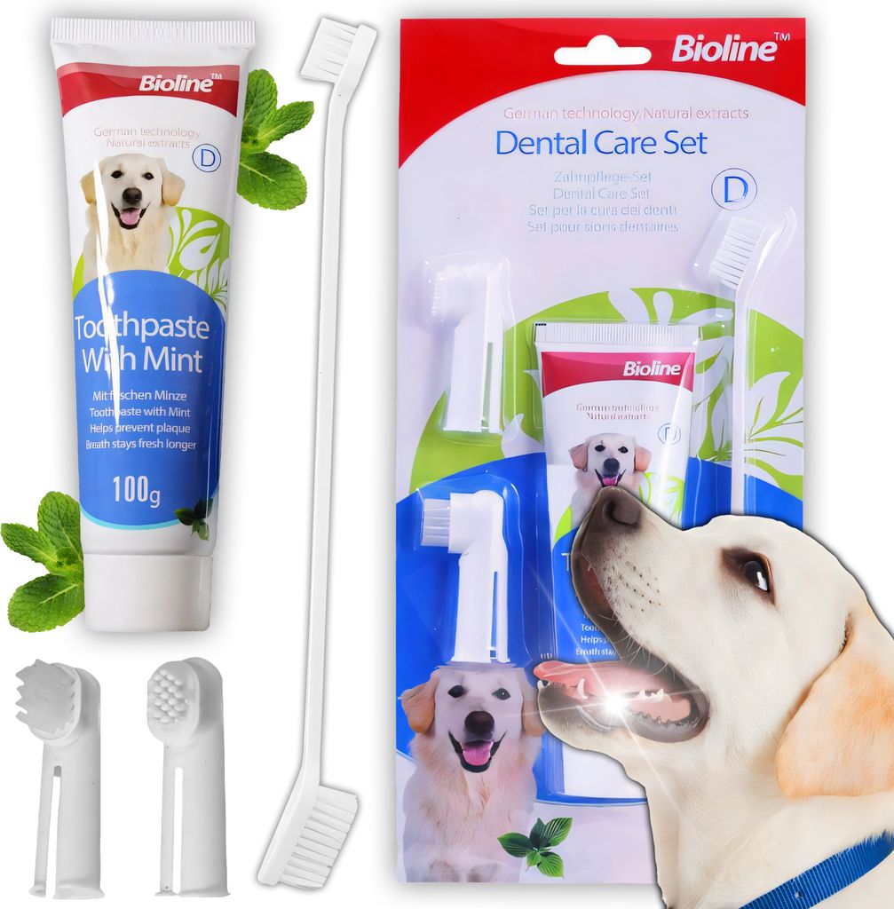 Zahncreme für Hunde mit Minzgeschmack und 2 Hundezahnbürste, Zahnpasta für Katze und Haustier 100g Retoo