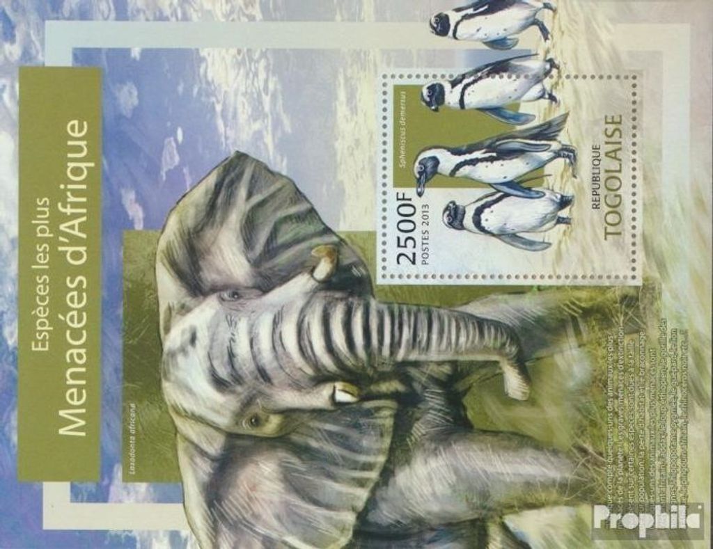 Briefmarken Togo 2013 Mi Block 801 (kompl. Ausgabe) postfrisch Am meisten gefährdete Arten in Afrika