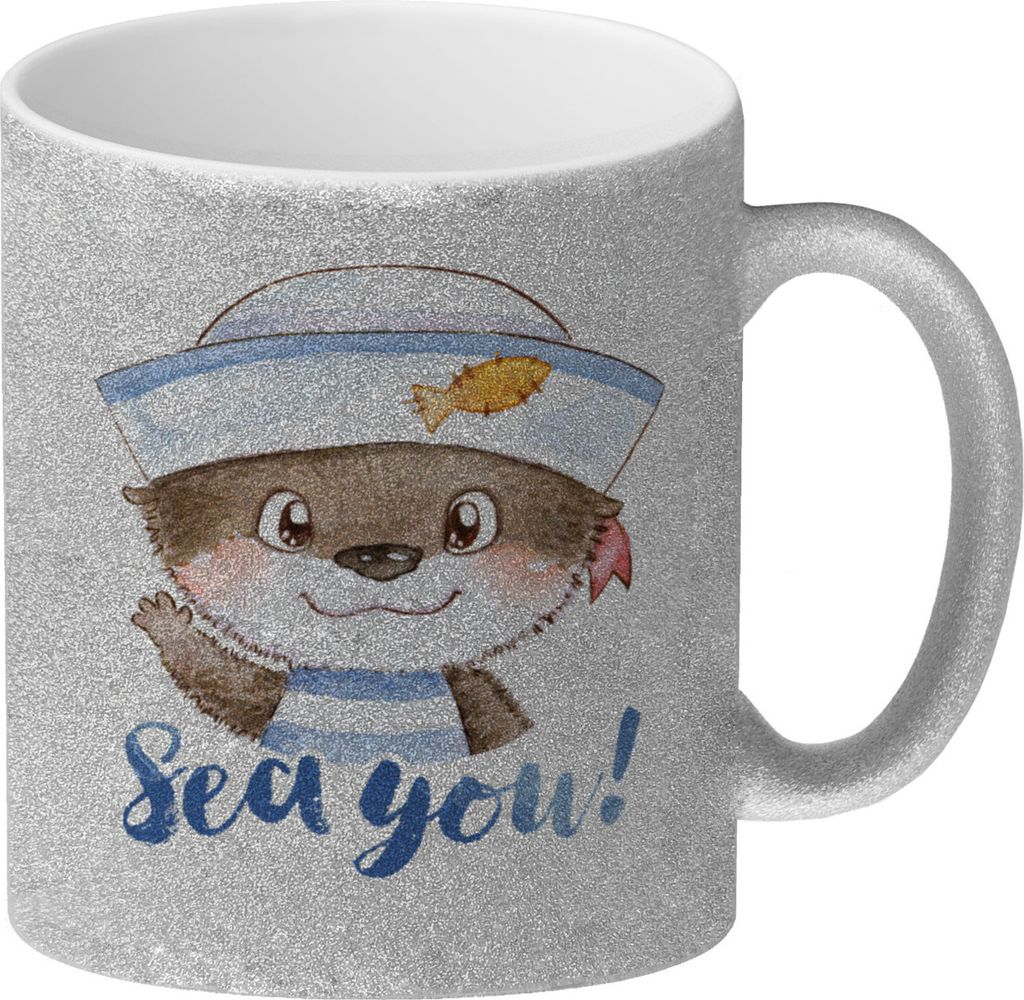 Ottfried der Otter Glitzer-Kaffeebecher mit Spruch - Sea Produktbild 