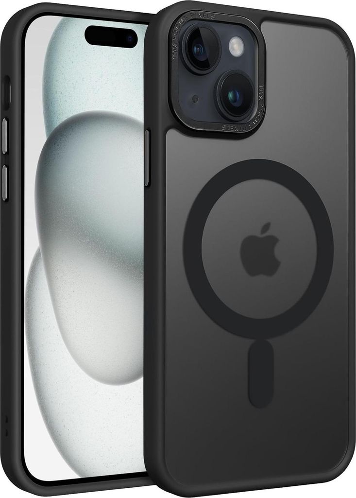 Handyhülle für iPhone 15 Hülle MagSafe kompatibel mit Metall Kamerarahmen Magnet Case TPU Kantenschutz