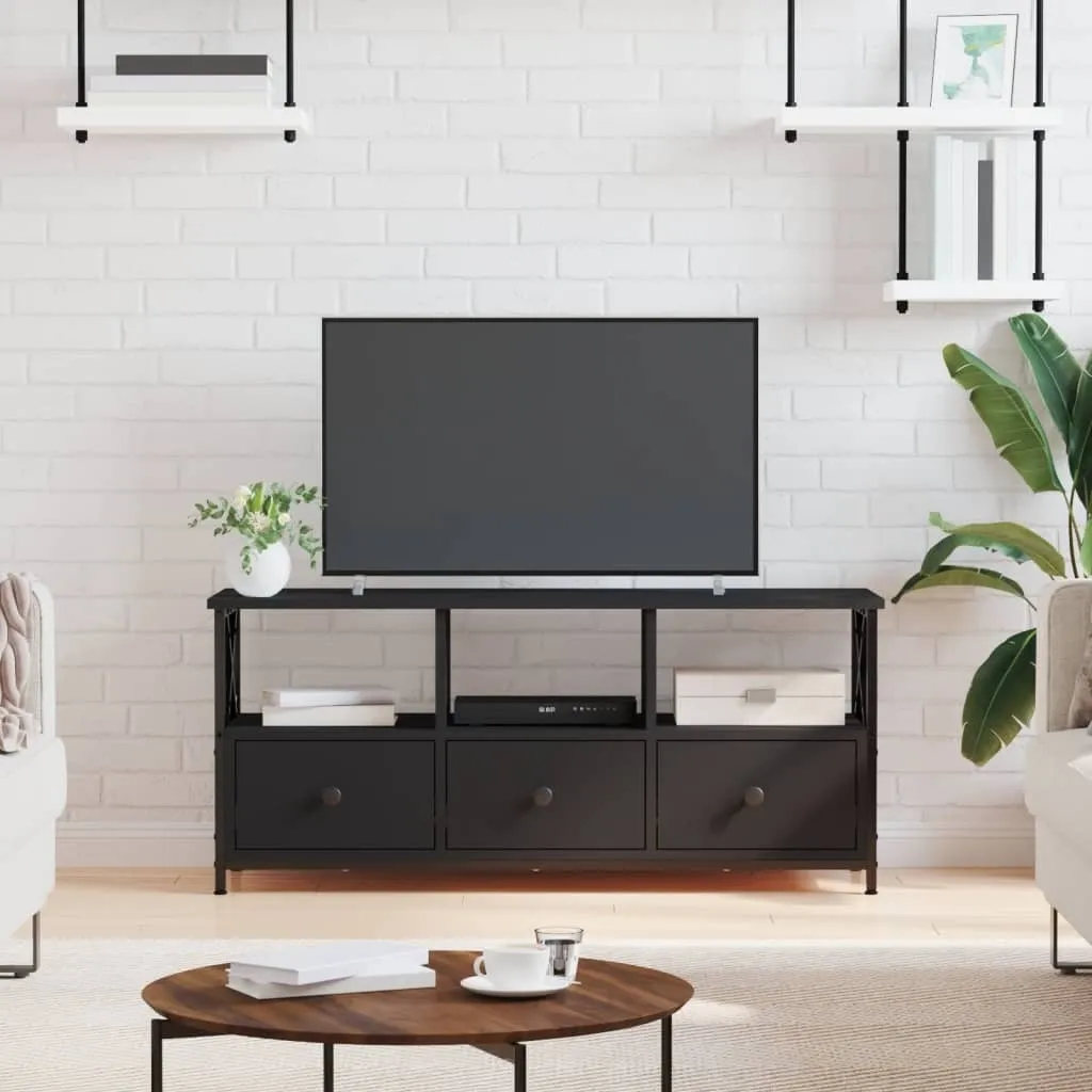 Petit Meuble TV Noir 102 cm Robuste pour Gagner de la Place au Salon