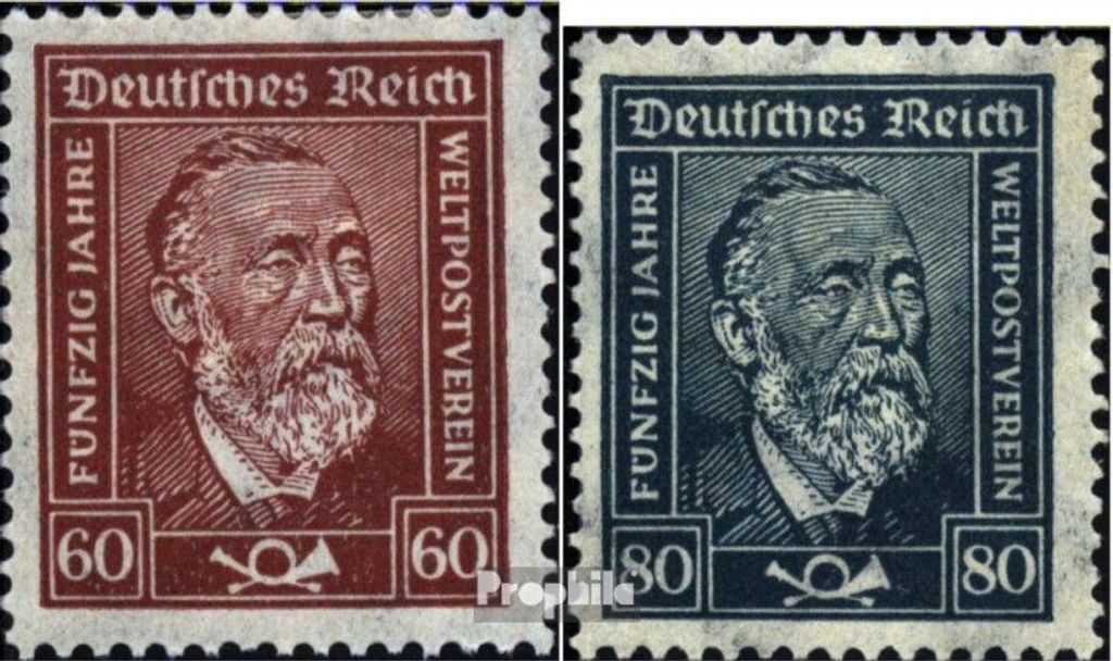 Briefmarken Deutsches Reich 1924 Mi 362-363 (kompl.Ausg.) postfrisch Heinrich von Stephan
