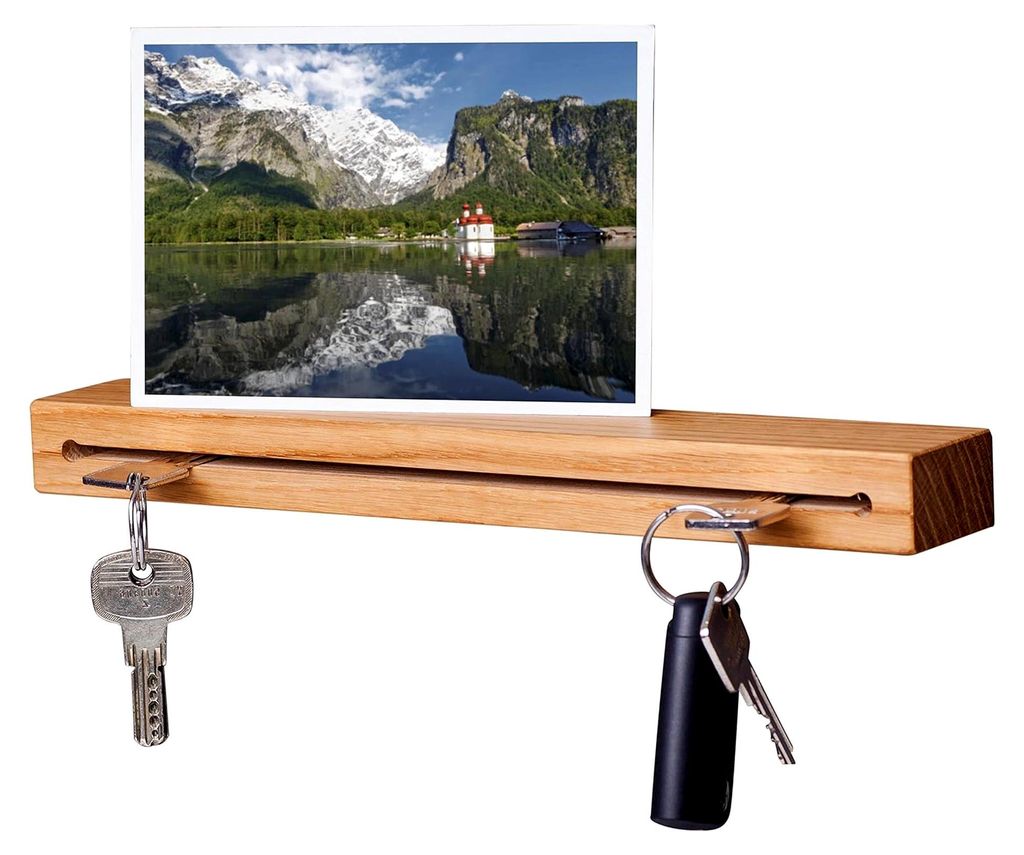 Schlüsselbrett mit Ablage und Nut - Moderner Schlüsselhalter aus Holz, handgefertigt in Bayern, Schlüsselboard in Eiche, 30 cm