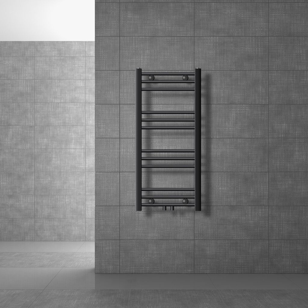 LuxeBath Badheizkörper Sahara, 400x800 mm, Anthrazit, gerade mit Mittelanschluss, ohne Heizstab