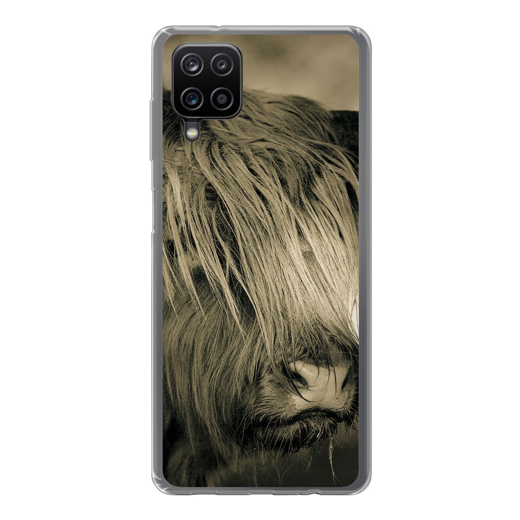 MuchoWow Handyhülle Schutzhülle Hülle für Samsung Galaxy A12 Schottischer Highlander - Tiere - Haare Silikon Softcase Handy Hülle - Bild
