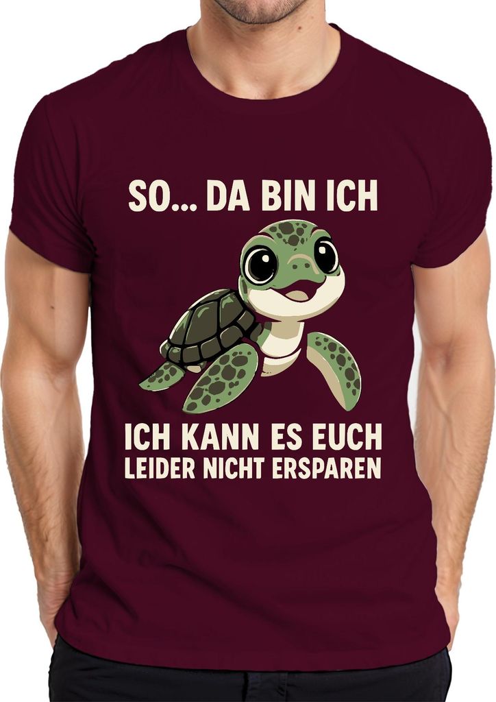 So da bin ich leider nicht ersparbar Schildkröte süß Geschenk Herren T-Shirt, Burgundy, S