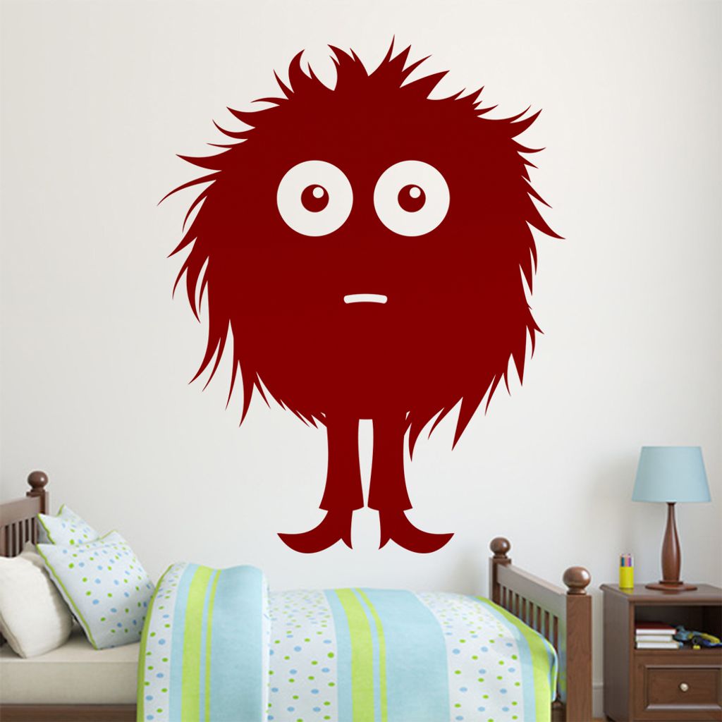 KIWISTAR Haariges kleines Monster Wandtattoo in 6 Größen - Wandaufkleber Wall Sticker - Dekoration, Küche, Wohnzimmer, Schlafzimmer, Badezimmer