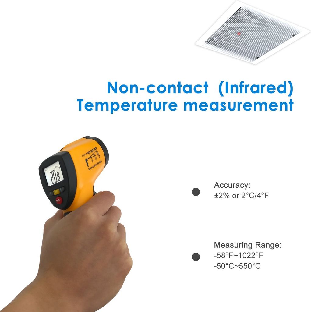 Digitales Infrarot-Thermometer (-50°C bis 550°C) – LCD-Beleuchtung, Laser-Präzision für Maschinen & Industrie