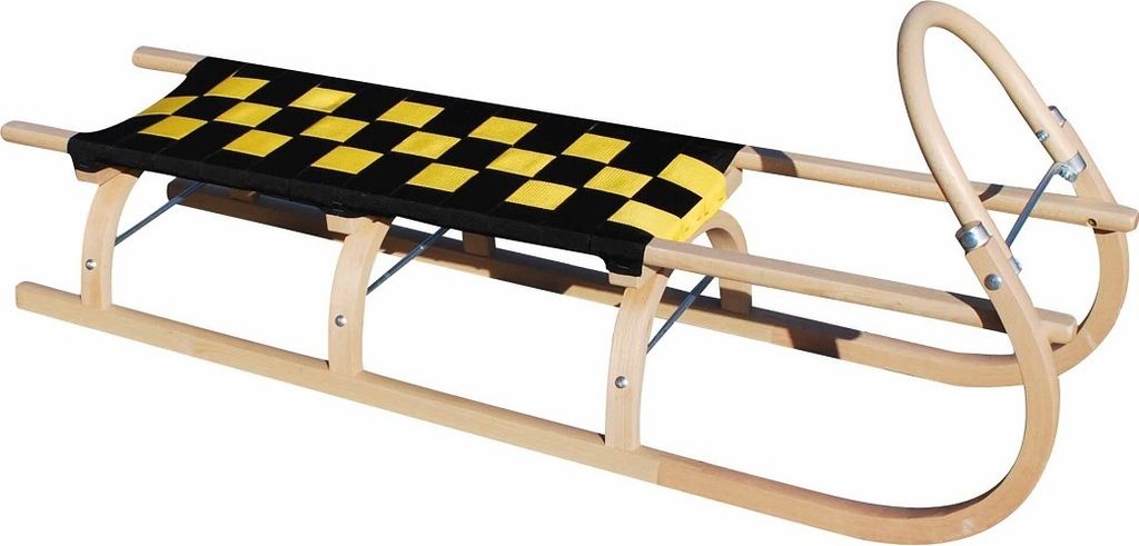 Drewniane sanki SULOV 67 długość 125 cm - czarno-żółte Zdjęcie produktu 