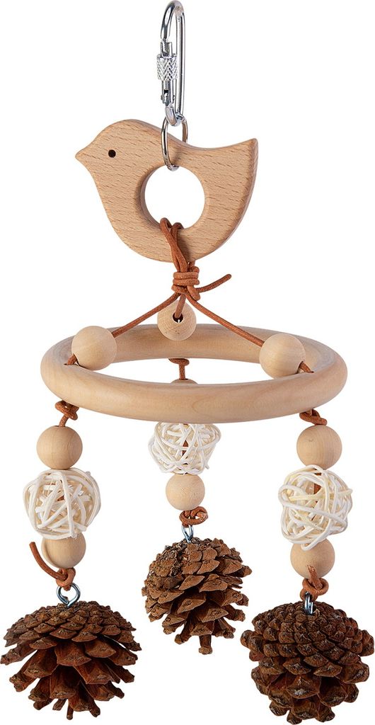 Buntes hängendes Papageien-Vogelspielzeug, Trainings-Beiß- und Kauzubehör, handgefertigtes Vogelschaukel-Windspiel aus natürlichem Holz für Pa...