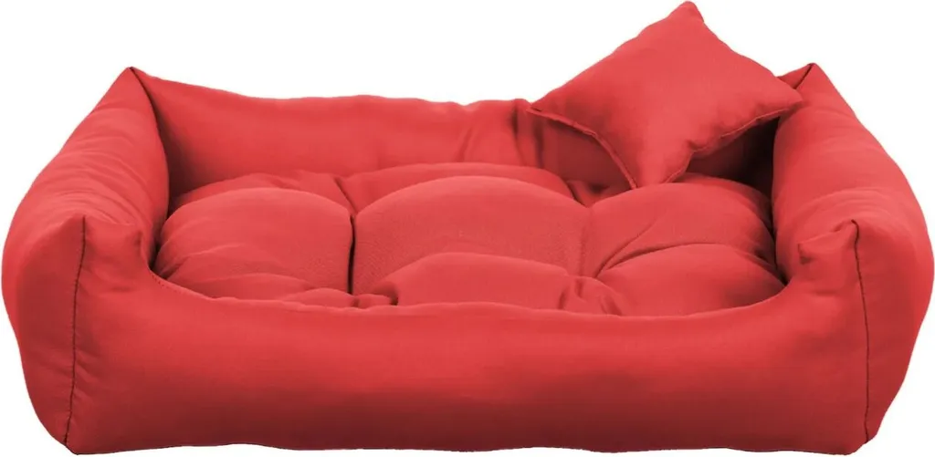 Coussin Chien Rouge BOHO 110x90 cm - Lit Grand Format Tissu Résistant
