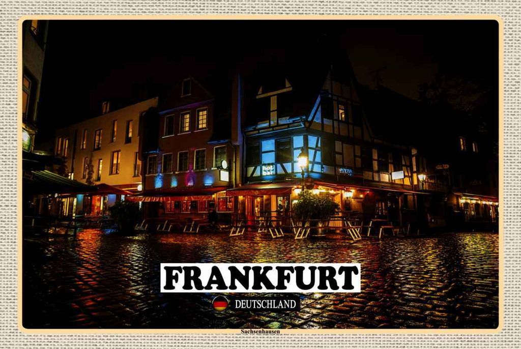 vianmo Holzschild 20x30 cm Frankfurt Sachsenhausen Restaurant Bildmotiv Reisemotiv Abenteuer Reisen