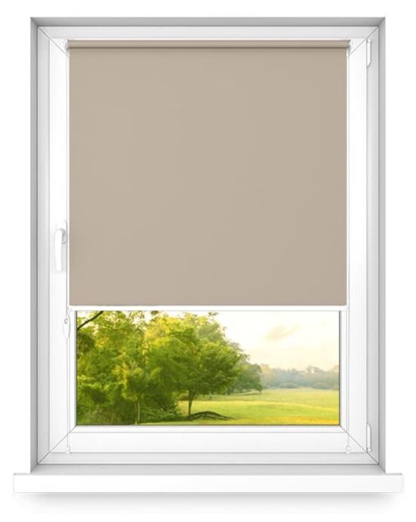 Time4blinds - Verdunklungsrollo ohne Bohren - Sandbraun - Links, 1300x1900mm