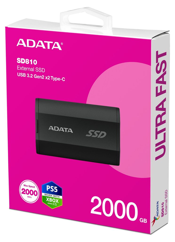 ADATA Externe SSD SD810, 2TB, IP68, 2000/2000, zwart Productafbeelding 