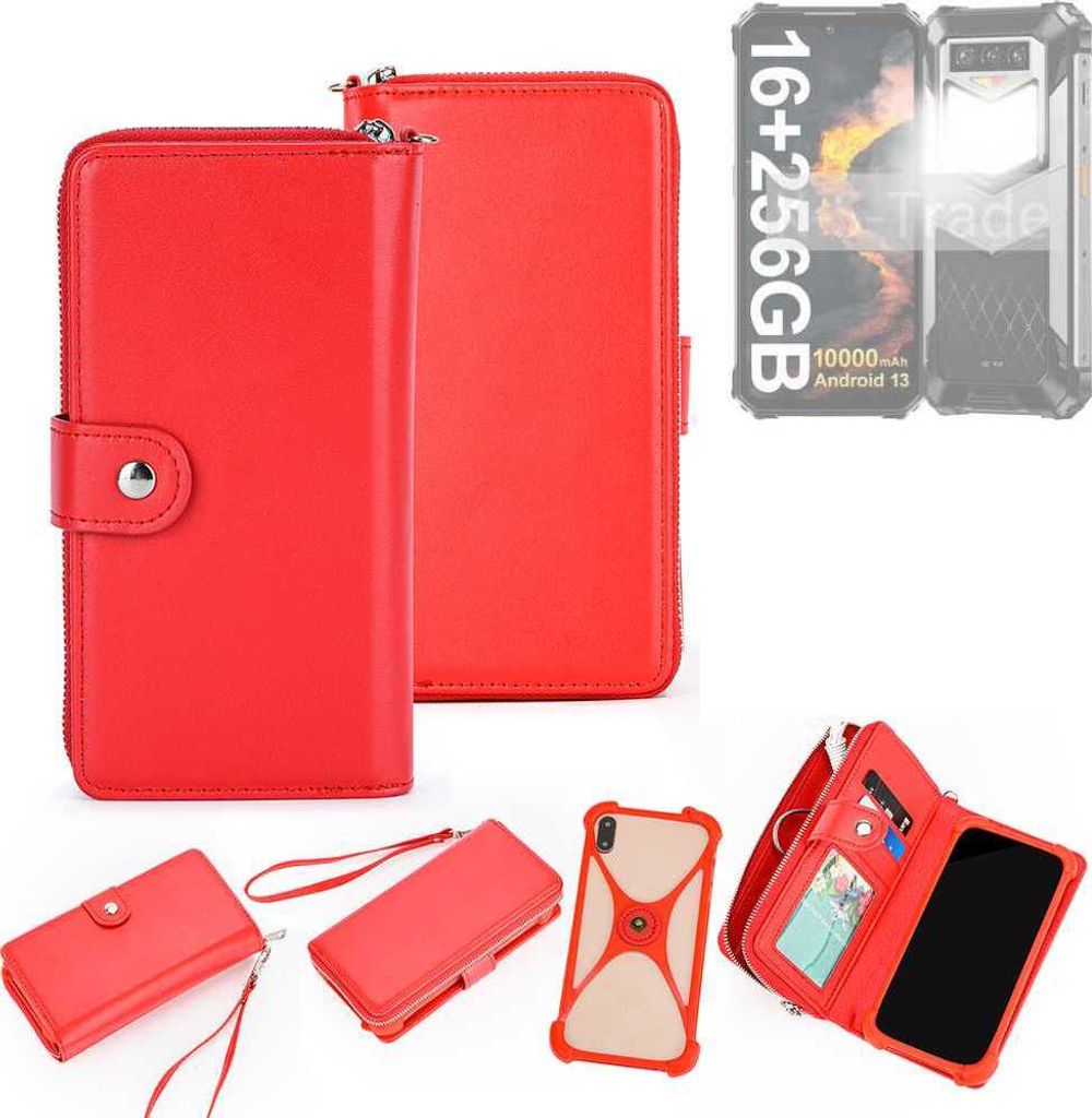K-S-Trade 2in1 Schutzhülle Portemonnee Handyhülle mit Bumper kompatibel mit Oukitel WP26 Hülle Case Etui Geldbörse Smartphone rot (1x)