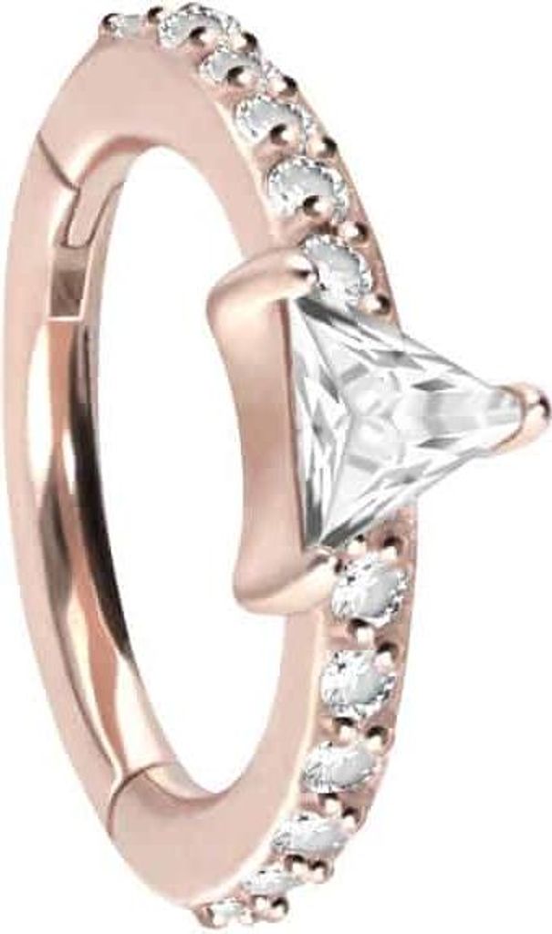 Ohrpiercing, Nasenpiercing, Septum Piercing Chirurgenstahl Segmentring Clicker KRISTALLDREIECK + EINGEFASSTE KRISTALLE RoséGold Innendurchmesser: ...